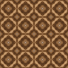 Simple flower motifs on Bantul batik design with smooth brown color concept.
