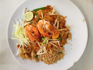 Padthai with shrimp is a thai street food