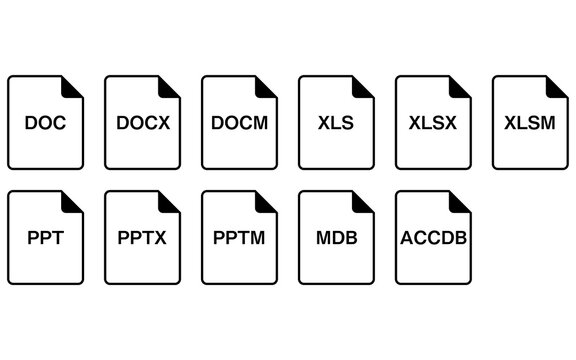 ドキュメントファイル形式アイコン、DOC / XLS / PPTX / MOB　他