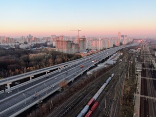 Plakat railway in the morning