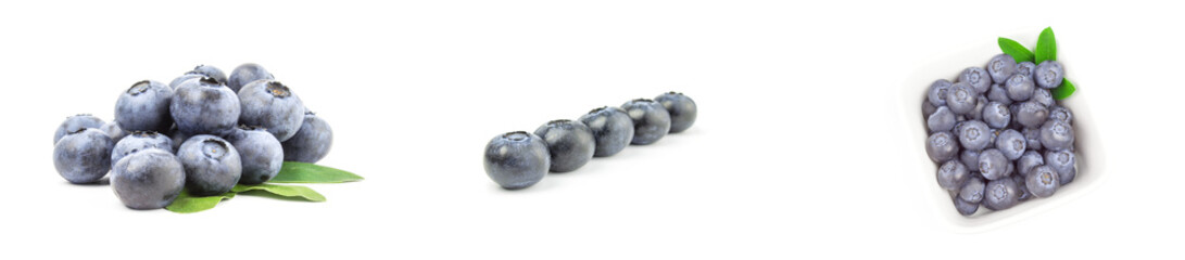 Set of bog bilberry isolated on a white background