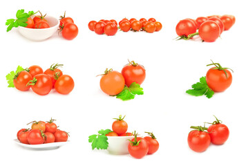Set of tomatoes isolated on a white background