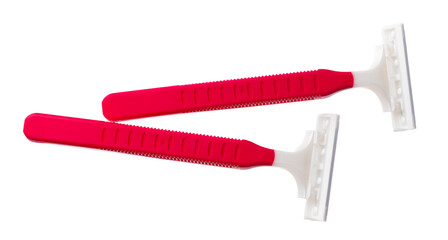 Set of disposable shaver razors isolated on white background