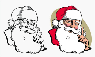 Papá Noel en blanco y negro y a color