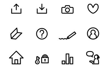 アイコンセット　アプリに使われるアイコンのイメージ