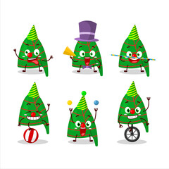 Cartoon character of green stripes elf hat with various circus shows