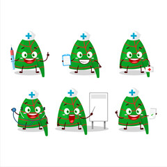 Doctor profession emoticon with green stripes elf hat cartoon character