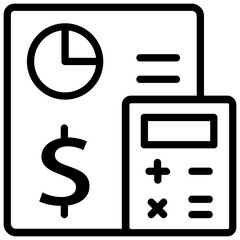 Accounting Auditor, Finance Line Vector Icons