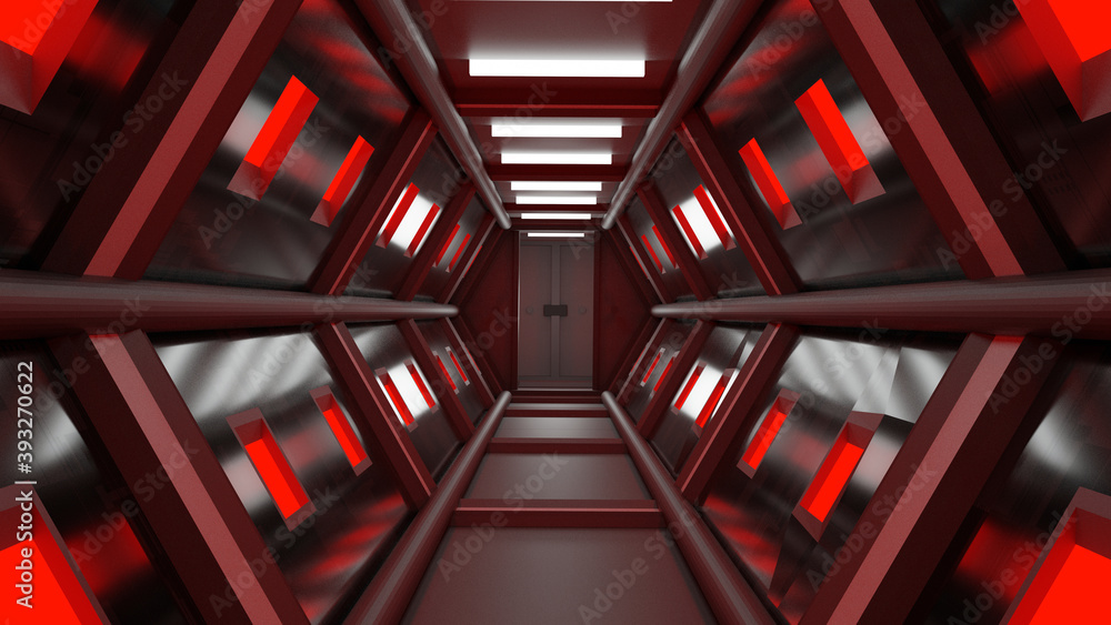 Poster 3d rendering tunnel high tech technology sci-fi abstract background