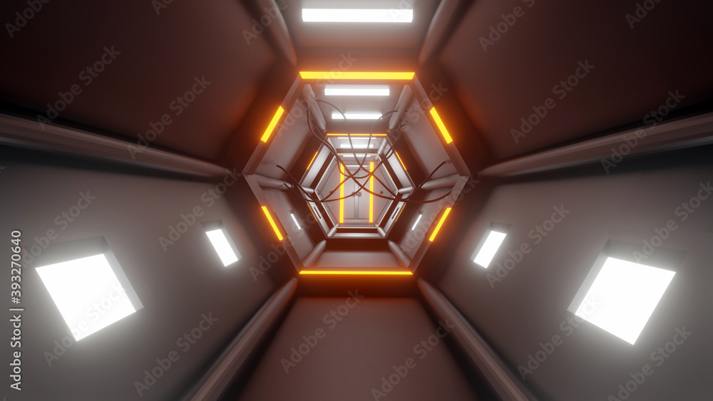 Poster 3d rendering tunnel high tech technology sci-fi abstract background