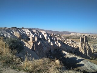 mountain valley with rocks in Cappadocia, Turkey
