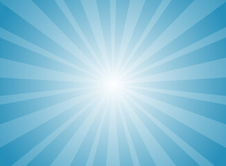 Sunlight rays background. blue color burst background. Vector sky illustration.