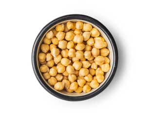 Healthy cooked chickpeas in bowl.