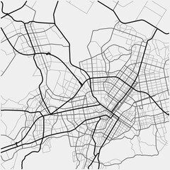 City map. Line scheme of roads. Town streets on the plan. Urban environment, architectural background. Vector