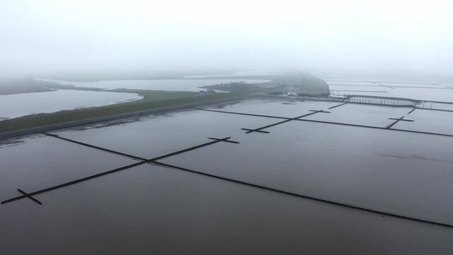 Drone flight over North wadden sea overview, Hamburg Germany
