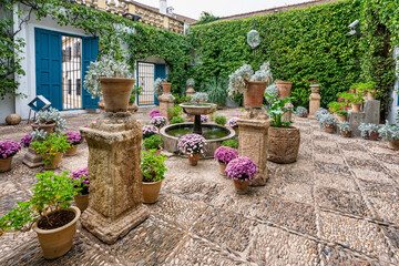 Courtyard garden of Viana Palace in Cordoba, Andalusia, Spain.