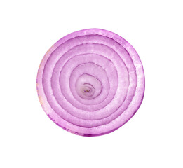 sliced red onion isolated on white background. Top view
