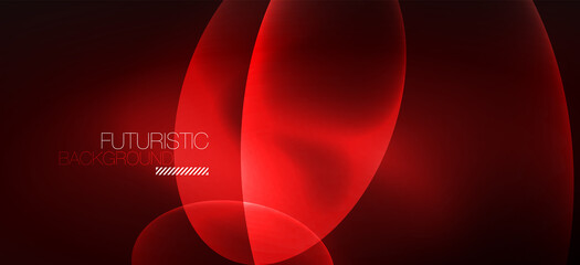 Neon ellipses abstract backgrounds. Shiny bright round shapes glowing in the dark. Vector futuristic illustrations for covers, banners, flyers and posters and other