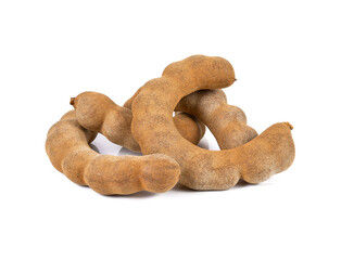 fresh tamarind fruits isolated on white.