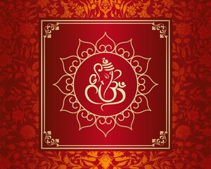 Ganesha, wedding card, royal Rajasthan, India	
