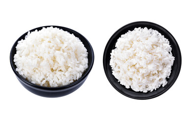 Rice in a bowl on a white background