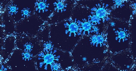 Coronavirus cells COVID-19 Infectious disease. Fast transmission of disease. High concentration of coronavirus. 3D rendering 3D illustration