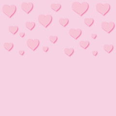 Fototapeta na wymiar Pink hearts background, shadowed hearts pattern frame 