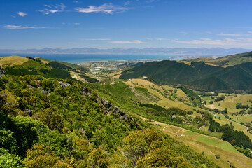 Fototapeta na wymiar Hawkes Lookout at Takaka Hill, Nelson region, New Zealand