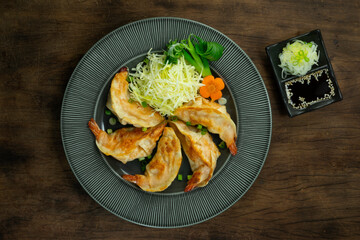 Shrimps Dumplings  fried pan recipe Japanese Food Style