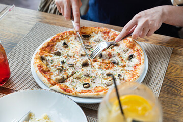 pizza in the italian restaurant