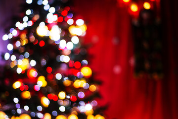 Blurred Christmas tree with lights