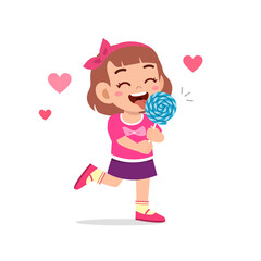 happy cute little kid boy and girl eat candy and sweets