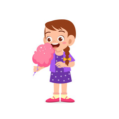 happy cute little kid boy and girl eat candy and sweets