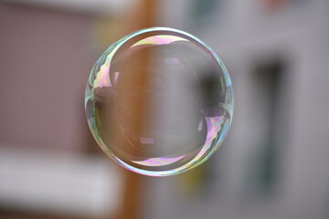 soap bubbles on the air