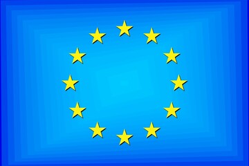 European Union Gradient Flag - Illustration, 
Three Dimensional flag of European Union