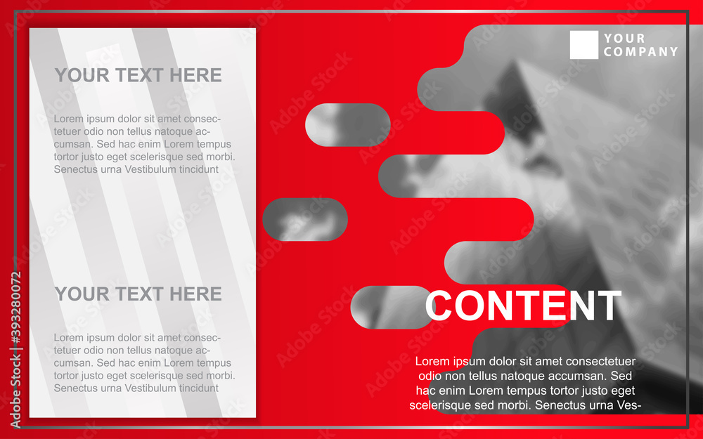 Poster abstract red and white overlapping layers background a combination with silver line texture. modern 