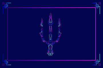 Trident spear fork line art colorful logo design. Abstract vector illustration.  New graphic style