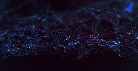 Abstract futuristic - technology with polygonal shapes on dark blue background. Design digital technology concept. 3d illustration	