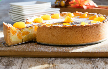whole cake with sour cream and clementines