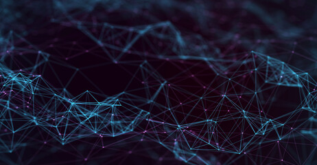 Abstract futuristic - technology with polygonal shapes on dark blue background. Design digital technology concept. 3d illustration