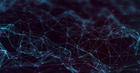 Abstract futuristic - technology with polygonal shapes on dark blue background. Design digital technology concept. 3d illustration