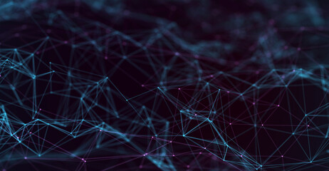 Abstract futuristic - technology with polygonal shapes on dark blue background. Design digital technology concept. 3d illustration