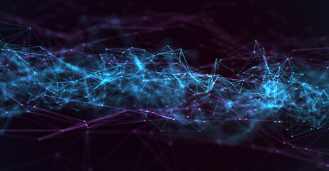 Abstract futuristic - technology with polygonal shapes on dark blue background. Design digital technology concept. 3d illustration.