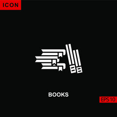 Icon open book vector on black background. Illustration Filled, glyph or flat icon for graphic, print media interfaces and web design.