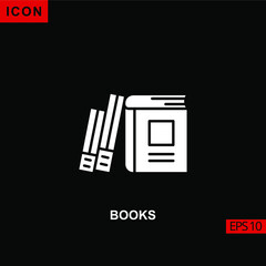 Icon open book vector on black background. Illustration Filled, glyph or flat icon for graphic, print media interfaces and web design.