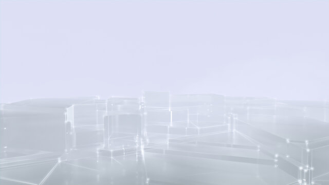 Futuristic, High Tech, white platform background, with network lines conveying a connectivity concept. 3D render