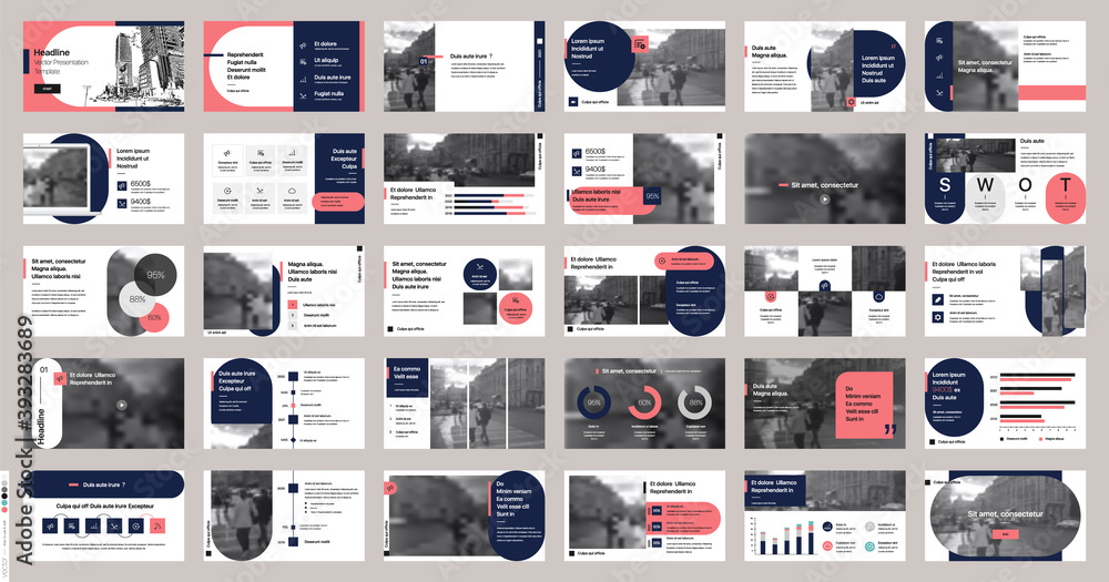 Aufkleber geometric red and blue presentation element templates. vector infographics. for use in presentation,