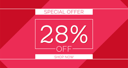 28% off special offer banner, 28% off simple banner design