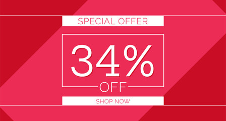 34% off special offer banner, 34% off simple banner design