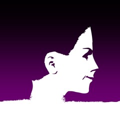 Face profile view. Elegant silhouette of a female head. Beautiful woman portrait.